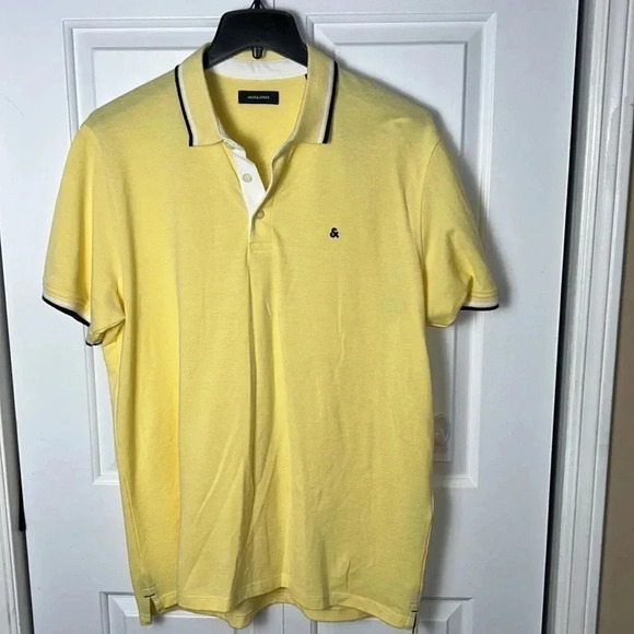 Jack & Jones men polo shirt XXL ,yellow cotton, short sleeve,golf  shirt . NWT - Picture 8 of 17